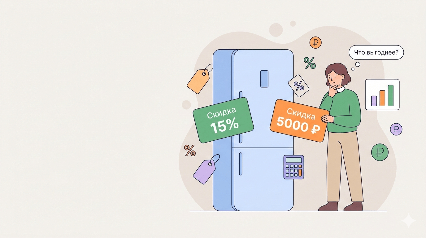 Большая покупка для дома: когда фиксированная скидка выгоднее процента