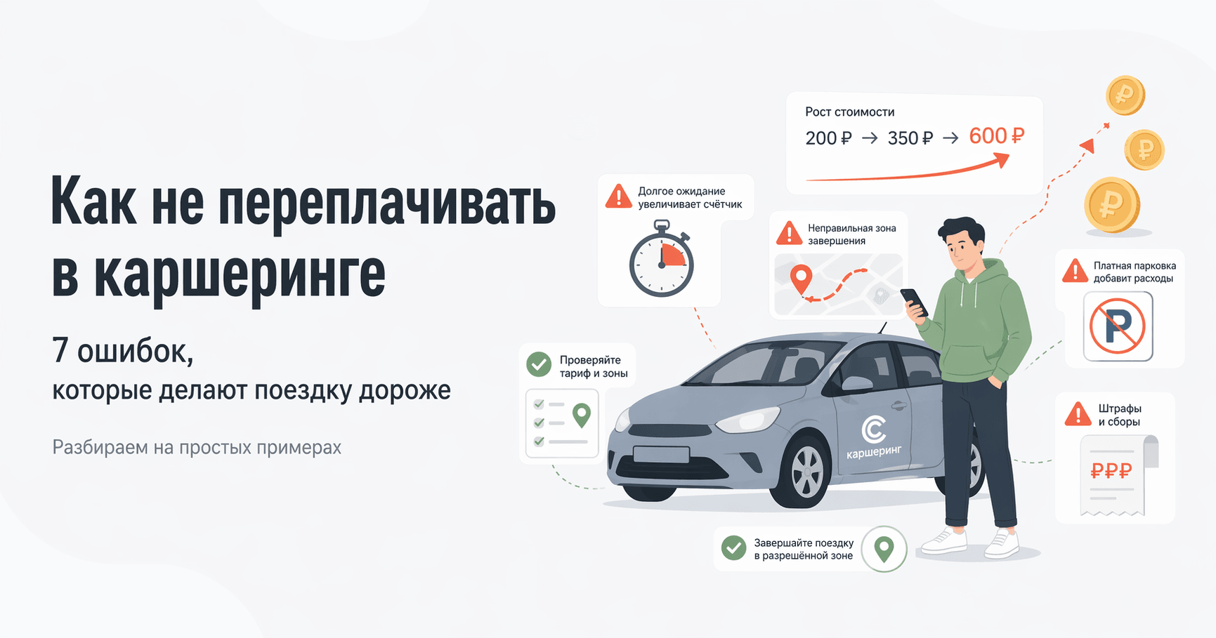 Как не переплачивать в каршеринге: 7 ошибок, которые делают поездку дороже