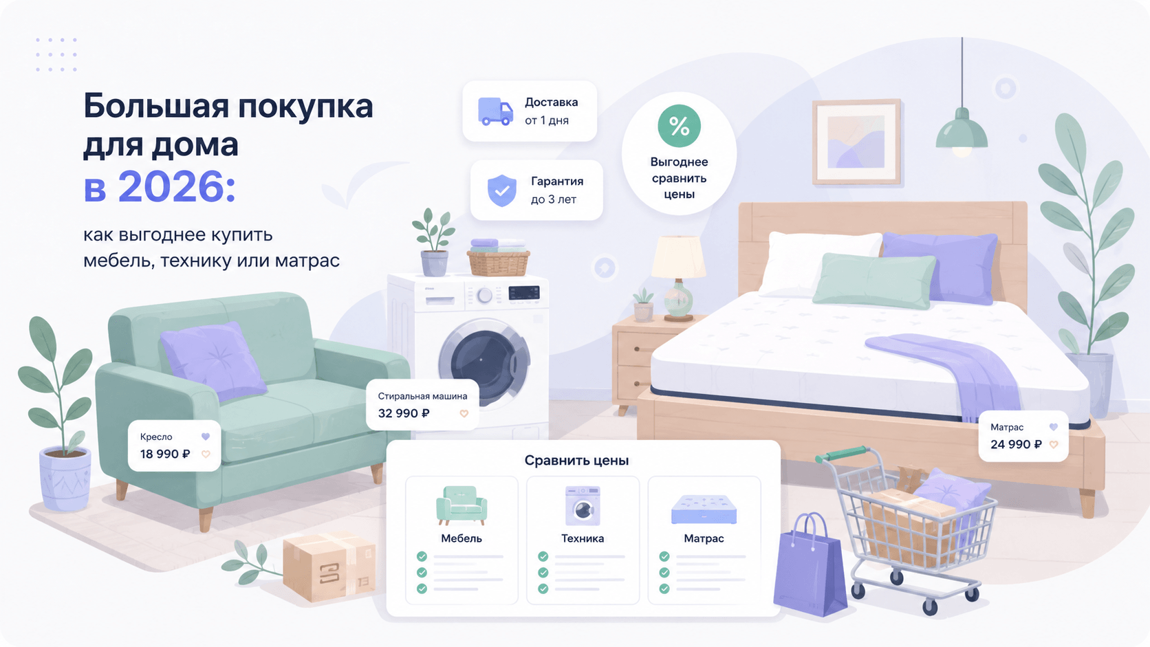 Большая покупка для дома: как выгоднее купить мебель, технику или матрас в 2026