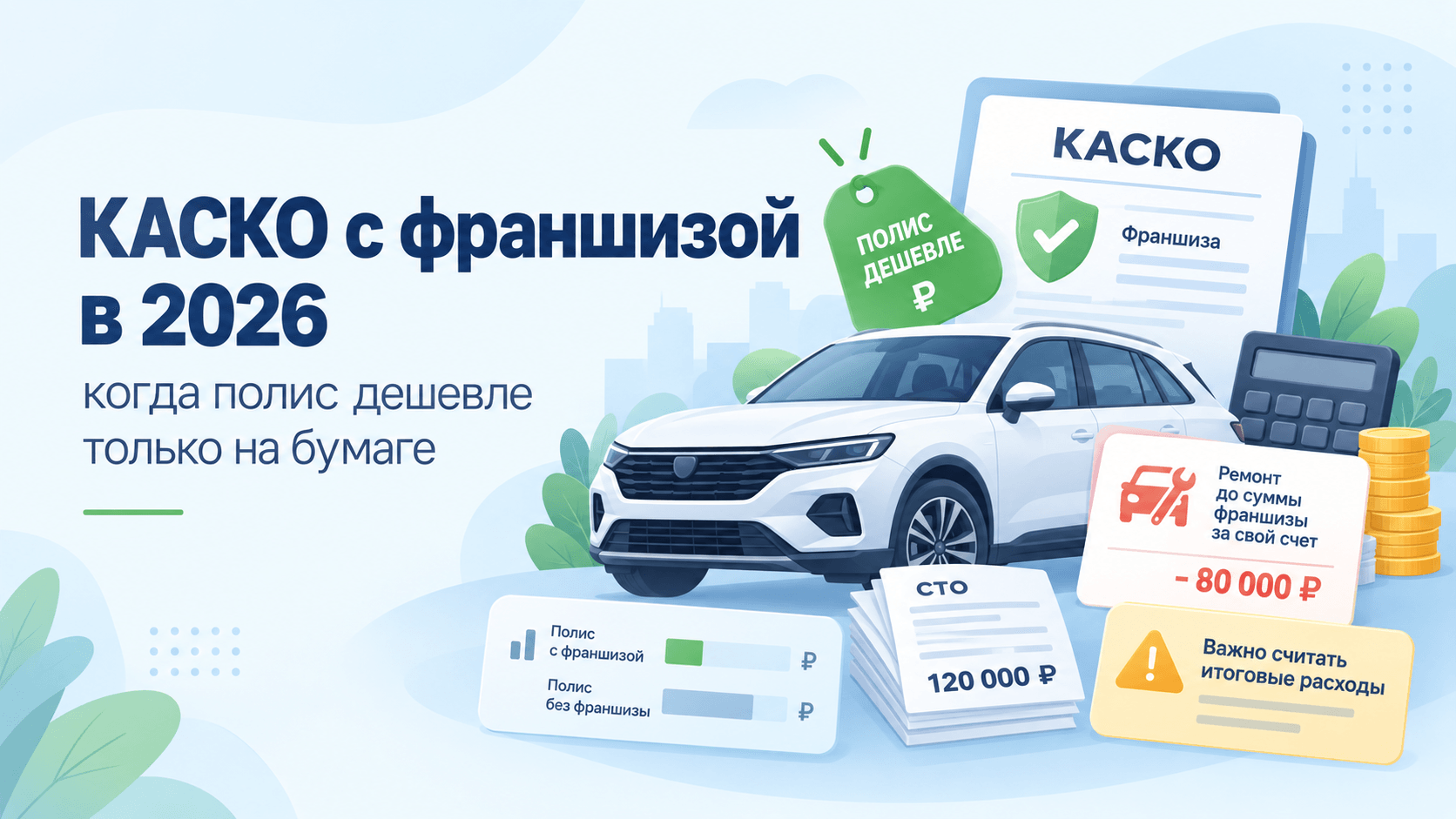 КАСКО с франшизой в 2026: когда полис дешевле только на бумаге