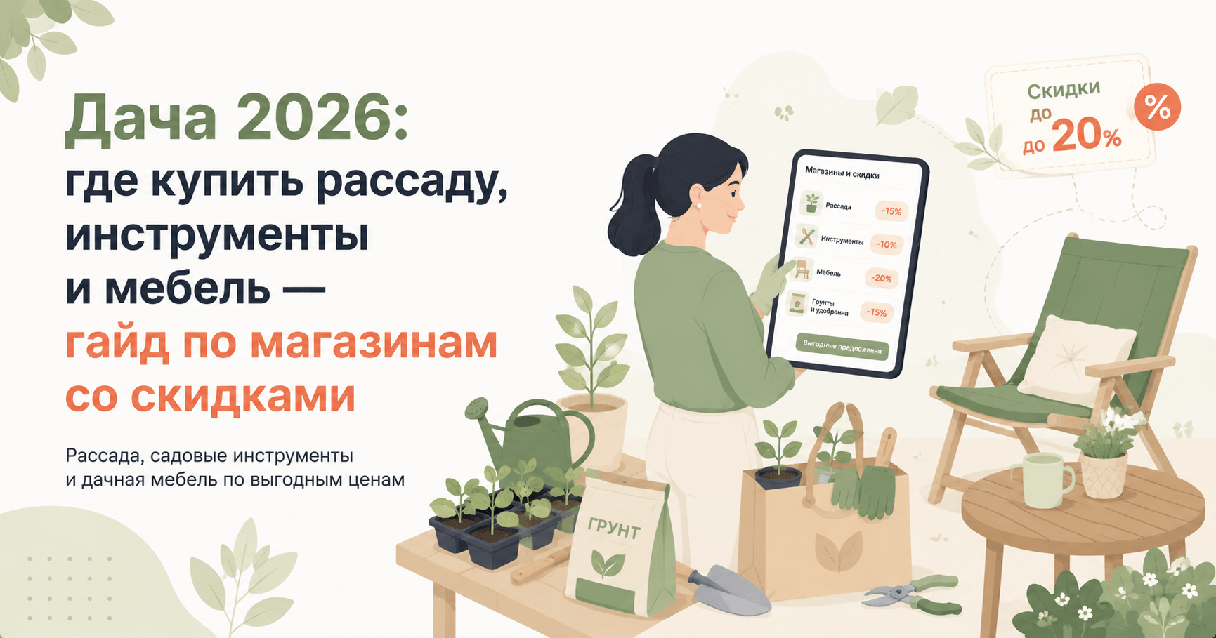 Дача 2026: где купить рассаду, инструменты и мебель — гайд по магазинам со скидками