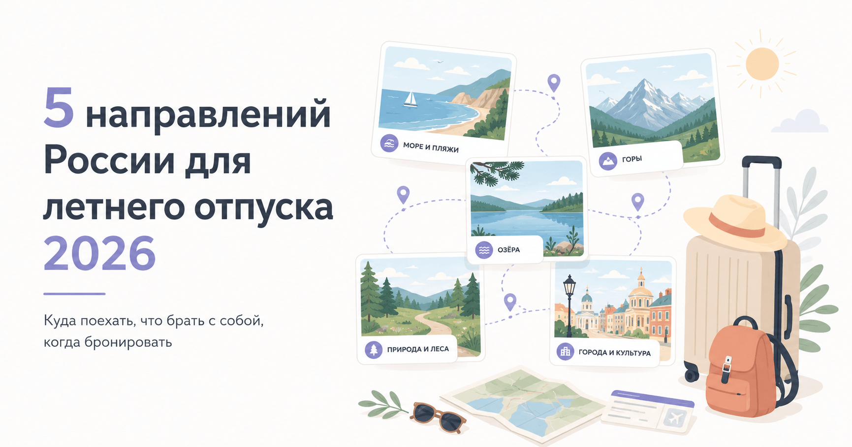 5 направлений России для летнего отпуска 2026: куда поехать, что брать с собой, когда бронировать