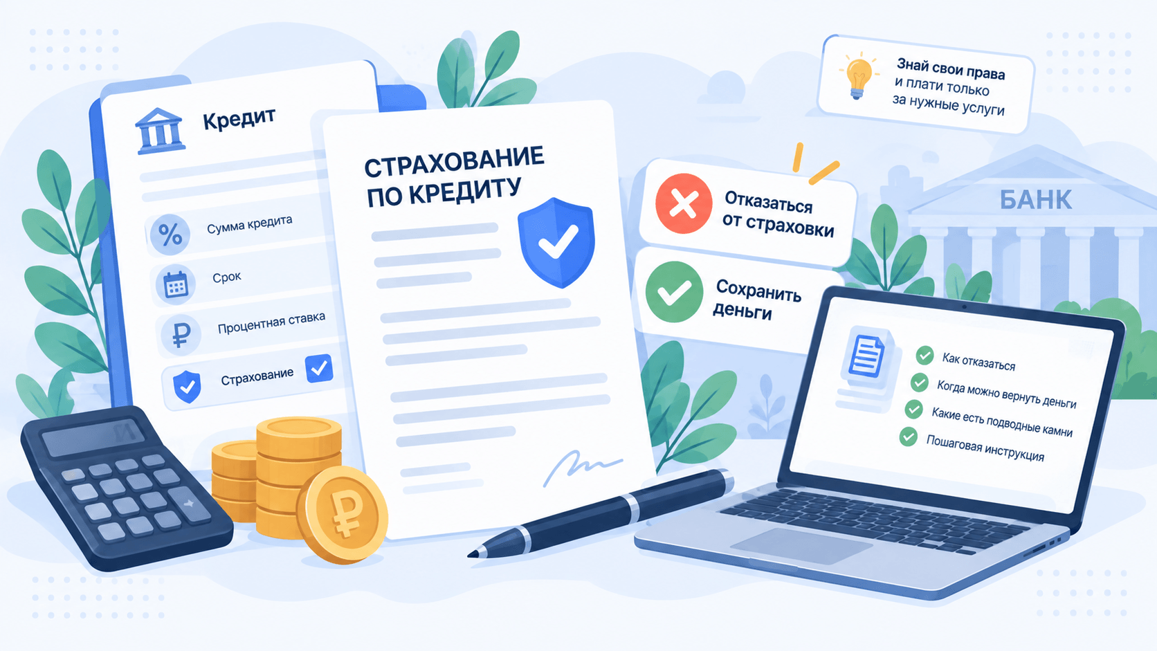 Страховка по кредиту в 2026: как отказаться и не переплатить