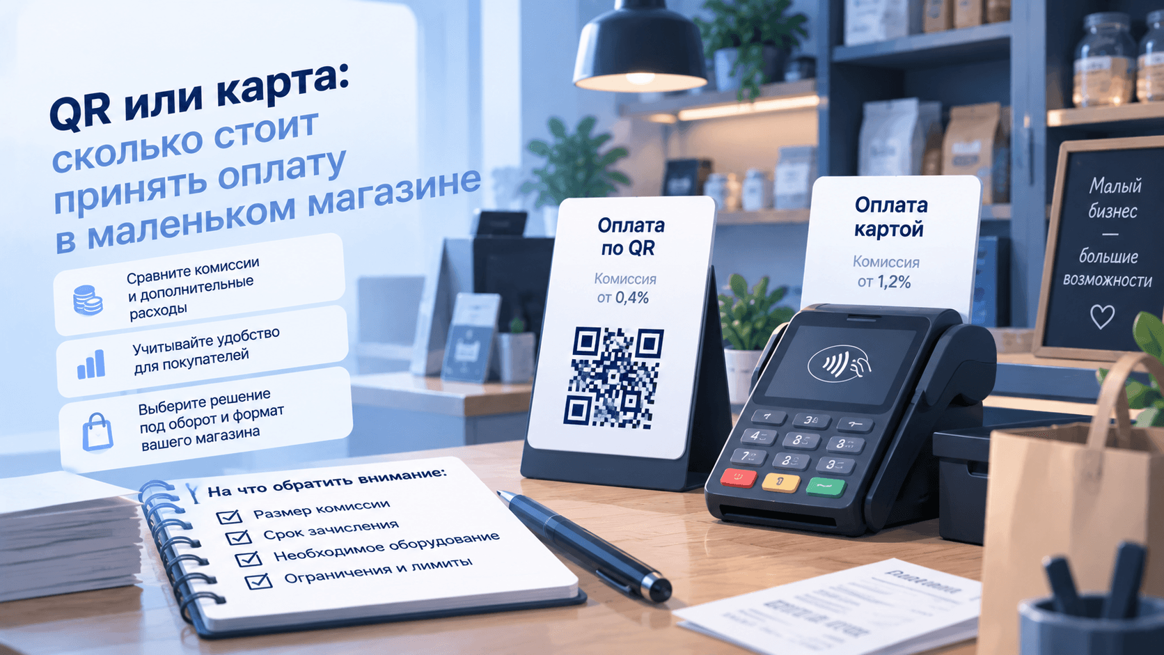 QR или карта: сколько стоит принять оплату в маленьком магазине