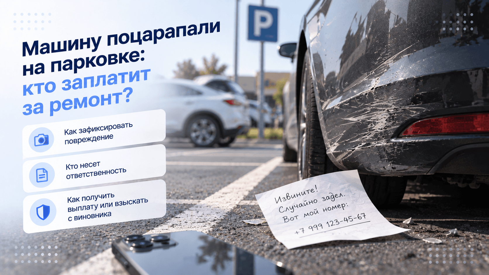 Машину поцарапали на парковке: кто заплатит за ремонт?