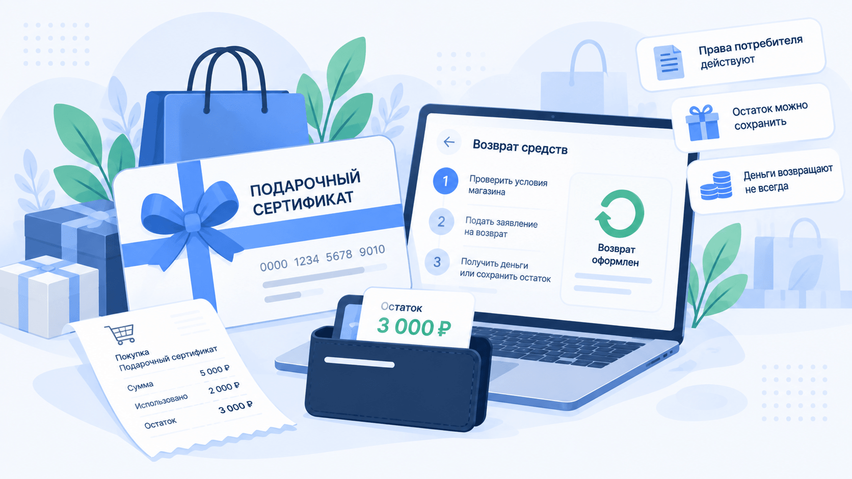 Подарочный сертификат: как вернуть деньги и не потерять остаток
